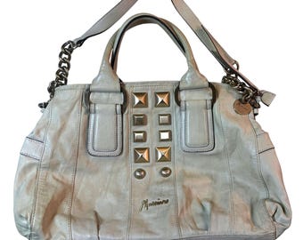Marciano Satchel Bag Womens Large Cream Leather Studded Y2K Rockstar Chain