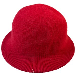 Vintage 80s Red Angora Lambswool Knit French Beret Hat Angora Cloche Parisian Vintage Kangol Beret, Women main image 4