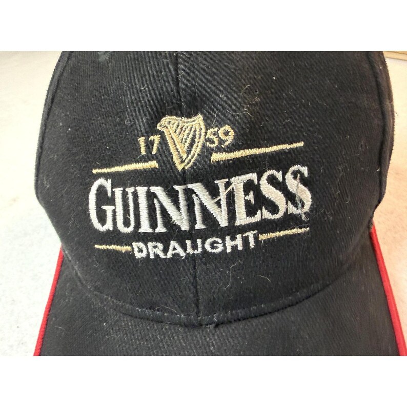 Vintage Guinness Draught Hat Black Red Adjustable Irish Beer Embroidered image 3