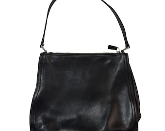 Vintage Coach Black Leather Shoulder Bag Purse With Adjustable
