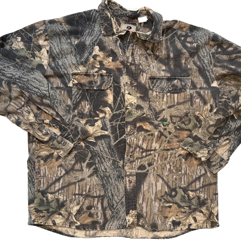 Vintage Mossy Oak Camo Button Up Shirt XL Workwear Y2K Gorpcore Hunting OG Camo image 2