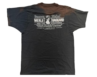 Vintage 80s Merle Haggard George Dickel TShirt Mens MED Black 1987 Country Music