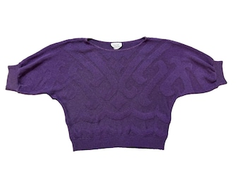 Vintage Herald House Sweater Womens Med Purple Dolman Knit Made USA Batwing