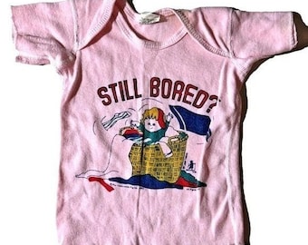 Vintage Girls TShirt 18 mos Junior Stars Still Bored USA Baby Tee Graphic Art