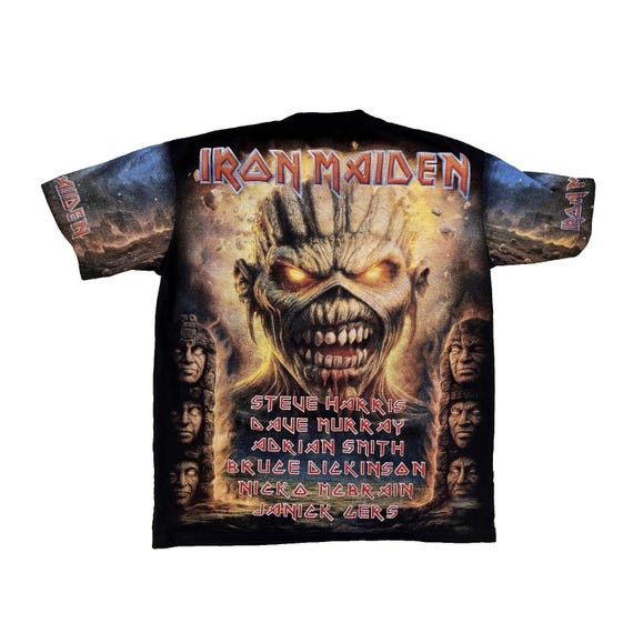 90s Iron Maiden AOP Band Tshirt Apple Pie Men LG Eddie Graphic