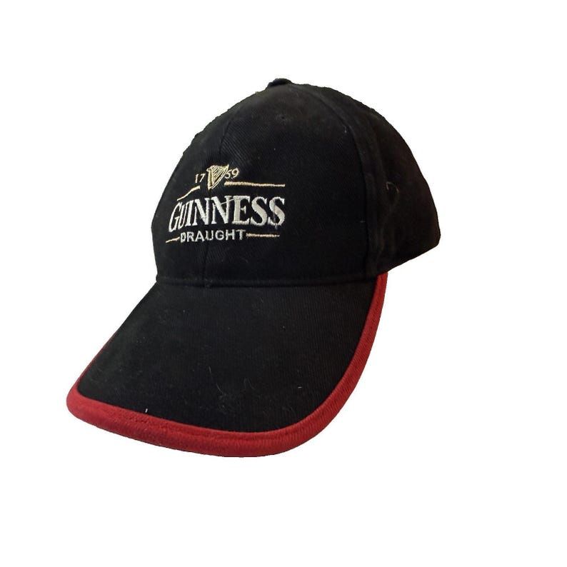 Vintage Guinness Draught Hat Black Red Adjustable Irish Beer Embroidered image 2