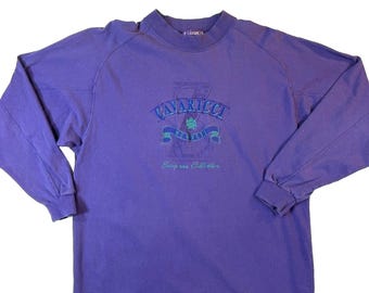 Sweat-shirt vintage des années 90 Z Cavaricci pour homme LG violet brodé Hip Hop fabriqué en Corée