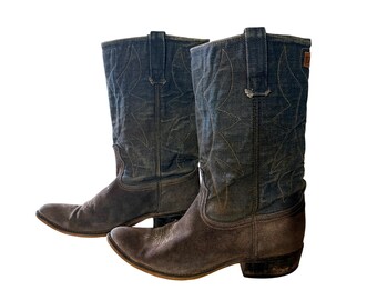 Vintage Justin Roper Boots 3025 Genuine Grey Leather Size 7.5 Mens. Justin Gray Leather Roper Boot Men 7.5 D Style 3025 Nice | eBay main image 2