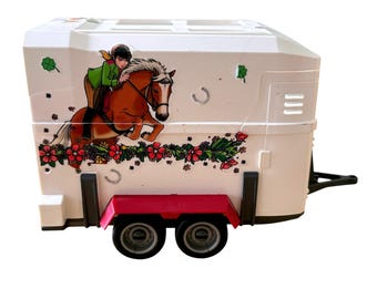 Schleich Horse Trailer Stable Carry Case Transport Truck Equestrian Toy Playset White