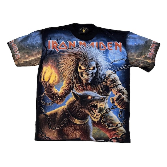 90s Iron Maiden AOP Band Tshirt Apple Pie Men LG Eddie Graphic