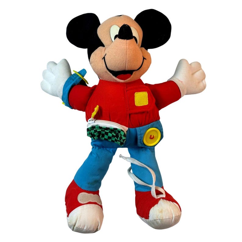 Vintage Disney Mickey Mouse Dress Up Learning Plush Activity Edu Toy 1990s image 1