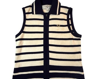 Vintage St John Sport Striped Knit Top Women M Coastal Preppy Nautical USA