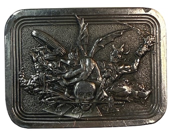 Vintage Baron Buckles Gargoyle Skull Gesp Made USA Gothic Biker Heavy Metal
