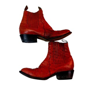 Botas vaqueras Denver Boots de piel de avestruz para hombre, talla 9, estilo western, color marrón, estilo rockabilly vintage.