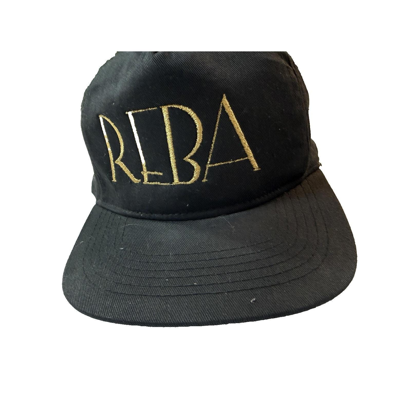 Vintage 90s Reba Mcentire Hat Black Gold Embroidered Country 