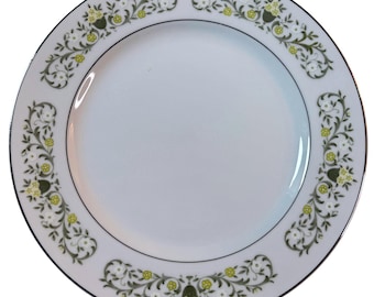 Sterling Fine China Florentiner Speiseteller, 4er-Set, weiß mit Blumenmuster, 25 cm (10 Zoll), Mid-Century Modern