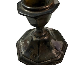 Castiçal vintage Benedict Proctor, hexagonal, em metal prateado, modelo 2424, estilo MCM (Meados do Século).