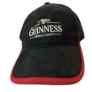 Vintage Guinness Draught Hat Black Red Adjustable Irish Beer Embroidered image 1