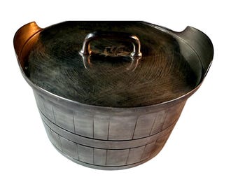 Gorham Ice Bucket Silverplate YC348 Silver MCM Vintage Barrel Style Lid Handle