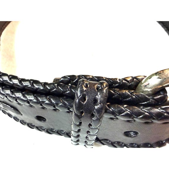 michael kors men's leather dress belt Mens Black Braided XL Casual Belt buckle