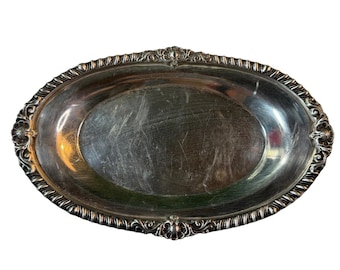 Bandeja ovalada Gorham Silverplate para tocador, repusa floral Grandmillennial