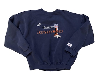 Vintage 90s Denver Broncos Sweatshirt XL NFL Embroidered Crewneck Boxy RARE