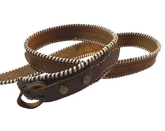 Cintura da uomo vintage Western con intreccio a cestino, taglie 36-42, in pelle lavorata a mano, stile cowboycore.