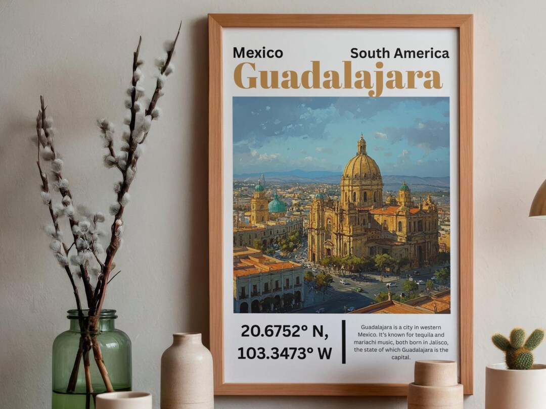 Guadalajara Mexico Travel Poster - Travel Poster - Vintage Latin Poster ...