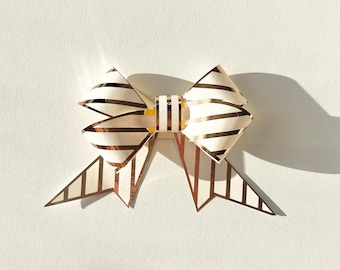 Gold stripe gift wrap bow