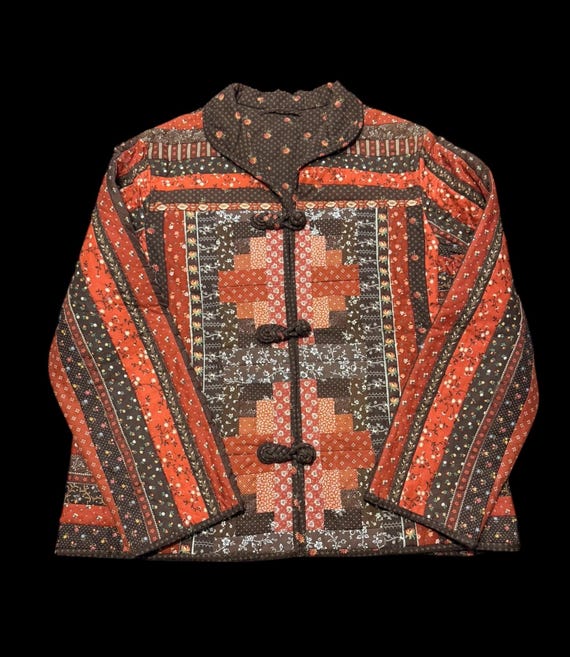 Handmade Quilted Folk Art Jacket – Patchwork Prai… - image 8
