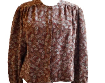 Cottagecore  floral blouse / Vintage puff shoulder blouse