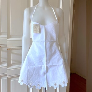 Vintage Apron, white cotton French maid / cafe chic apron
