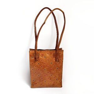 Bolso de mano vintage para mujer, estilo shopper de piel color coñac Italien