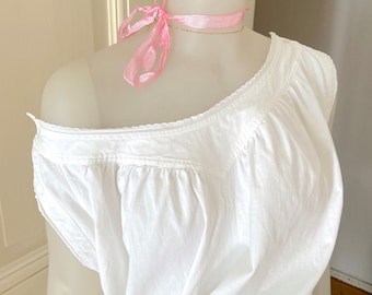 Vintage White Cotton dress with Florentine Neckline - The Simone dress