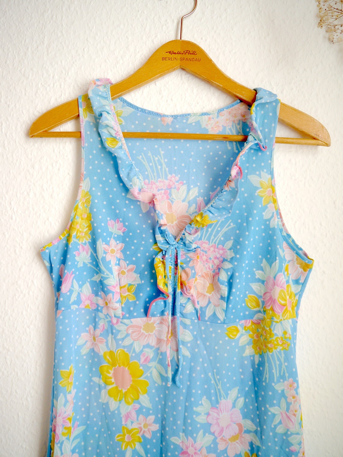 60s Blue Floral Baby Doll SLIP DRESS Vintage Lightweight Etsy