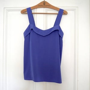 80s satin CAMI TOP, Vintage purple shoulder strap blouse, anysize /oversize /  M