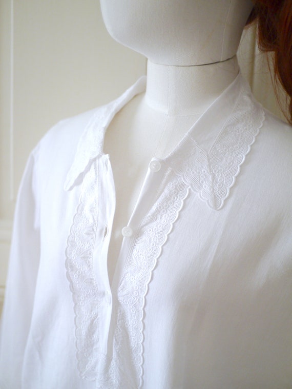 Antique victorian cotton lace dress/long sleeve n… - image 4