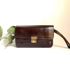 Elegante bolso vintage, bolso de mano de viaje marrón café, bolso vintage holandés