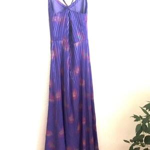 70s PARTY DISCO DRESS /maxi dress, spaghetti straps cross back, vintage dress purple image 8