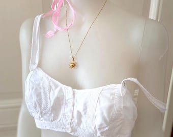 The Antique Cotton Bra Bustiers with back lace up closure, Set of TWO