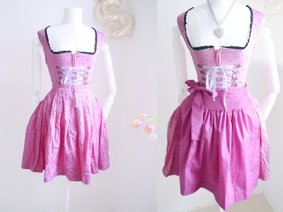 DIRNDL dress in rose pink, cropped Dirndl, floral