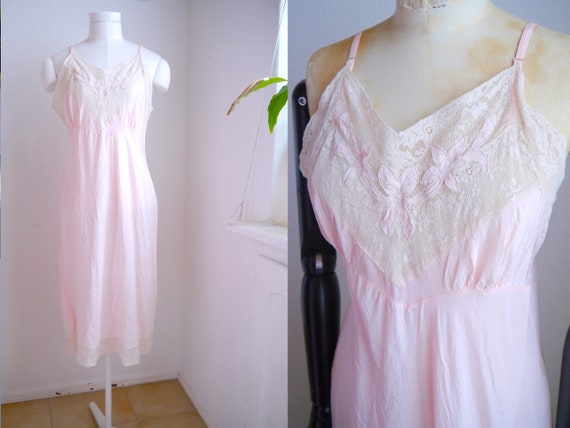 Stunning luxurious Vintage SILK SLIP dress, blush… - image 2