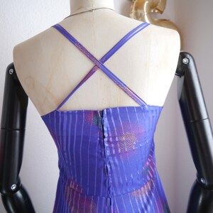 70s PARTY DISCO DRESS /maxi dress, spaghetti straps cross back, vintage dress purple image 6