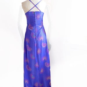 70s PARTY DISCO DRESS /maxi dress, spaghetti straps cross back, vintage dress purple image 5