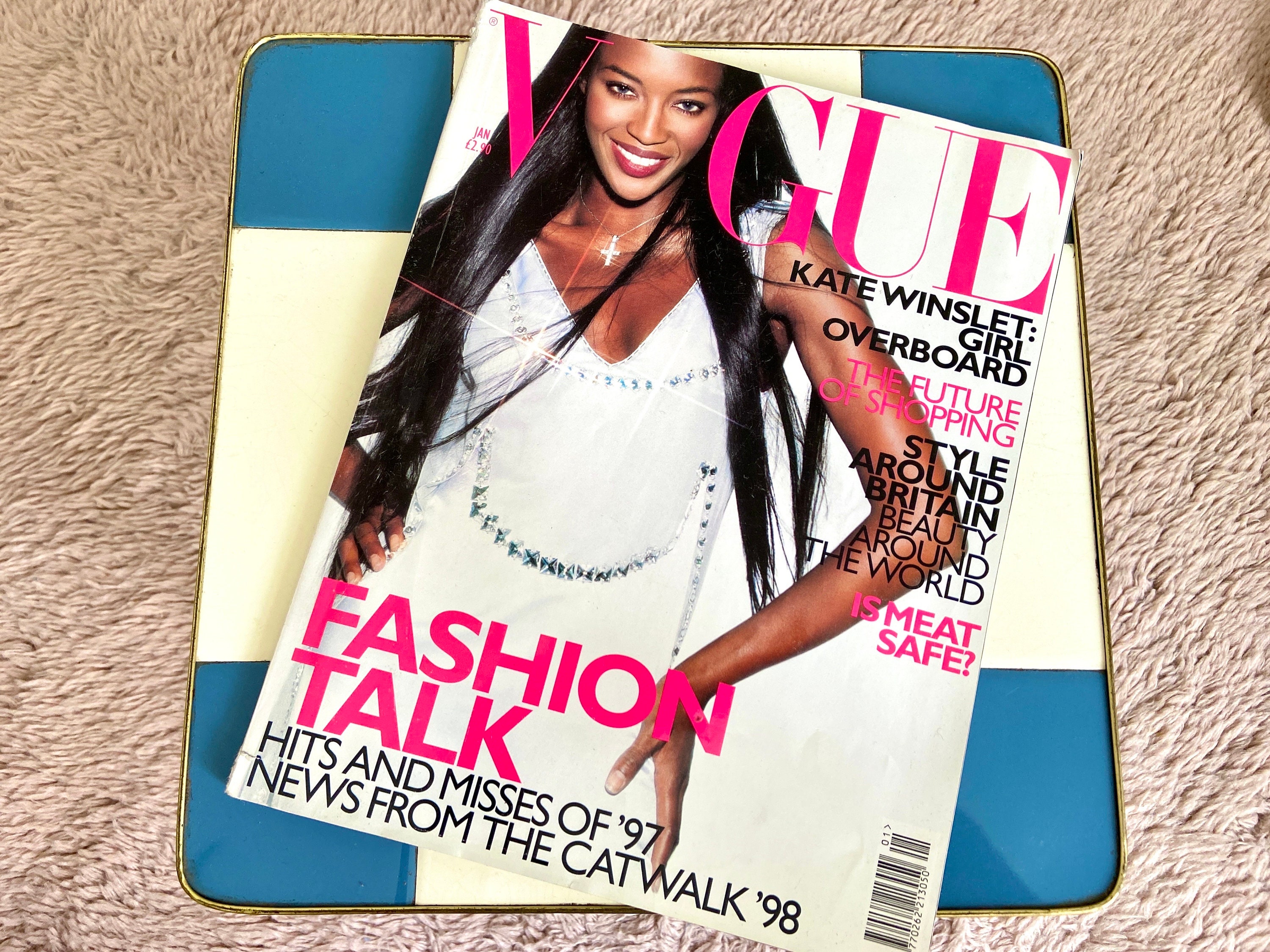 Vintage Vogue UK, January 1998, Naomi Campbell Cover, Kate Winslet