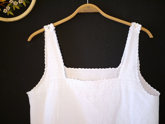 White linen shift dress / Antique cotton night dre