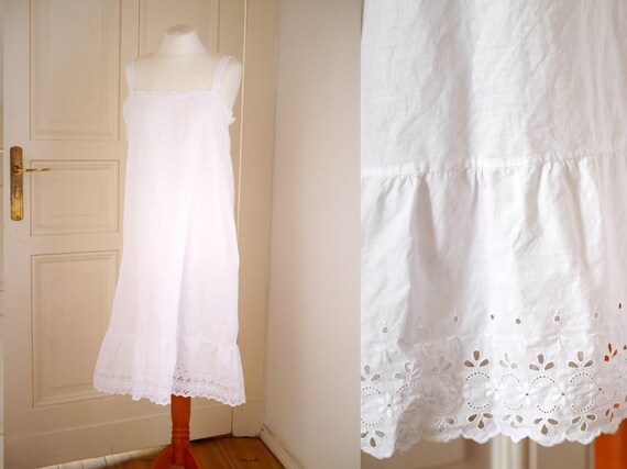 ANTIQUE cotton SLIP DRESS / boho summer shift dres