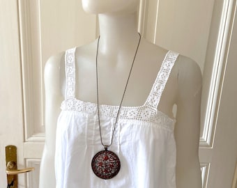 White cotton Country dress, antique boho slip dress