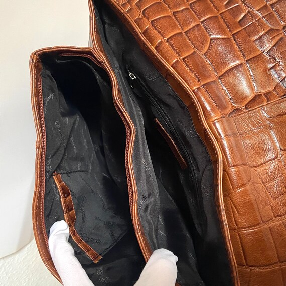 Women's Vintage Bag, Crock Cognac Leather Cross s… - image 7