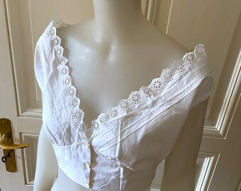 Antique Camisole bustier Victorian corset cover / medium size